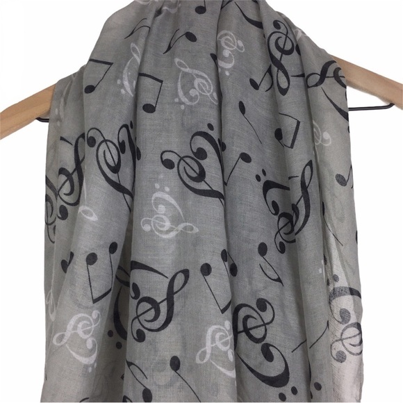 TORRID Scarf Music Notes Sheer & Knit Chunky Grey Infinity Warm Cozy Lot of 2 - Picture 4 of 12